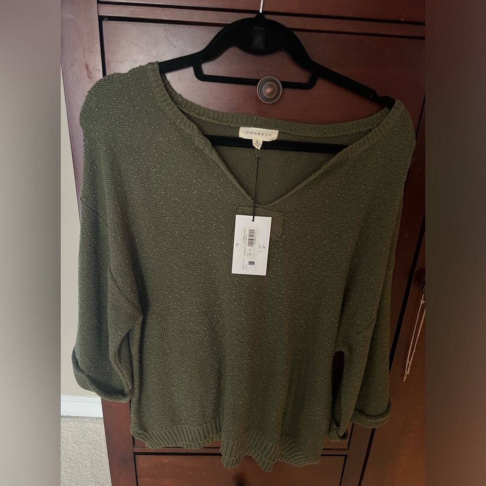Promesa Olive Green vneck cotton sweater !
